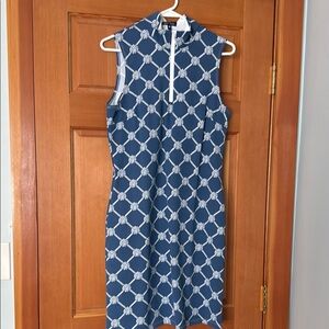 sailor-sailor Blue and White Sleeveless Sheath Dress with Mandarin Collar